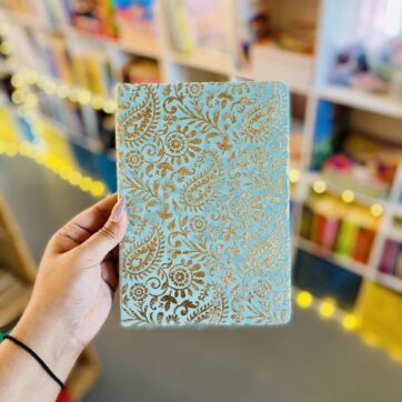 Teal and Gold Paisley Pattern Journal with Lined Pages