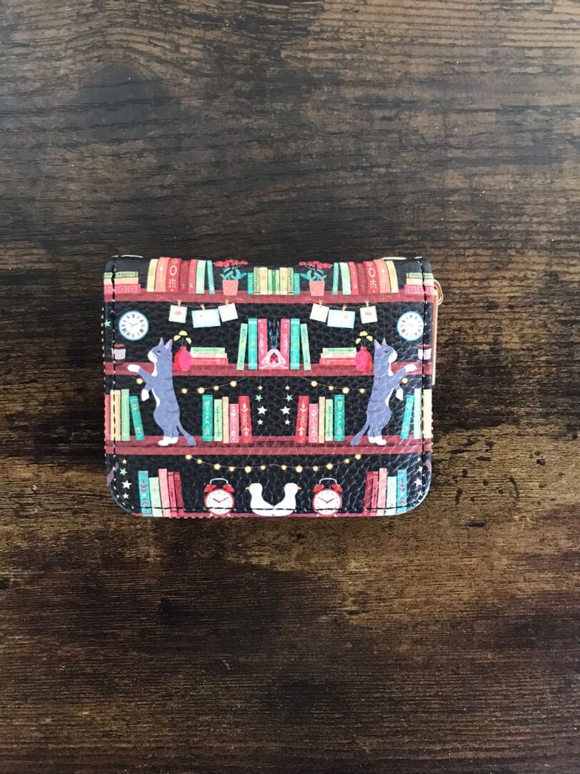 Wallet / Card Holder (Bookshelf With Cats)