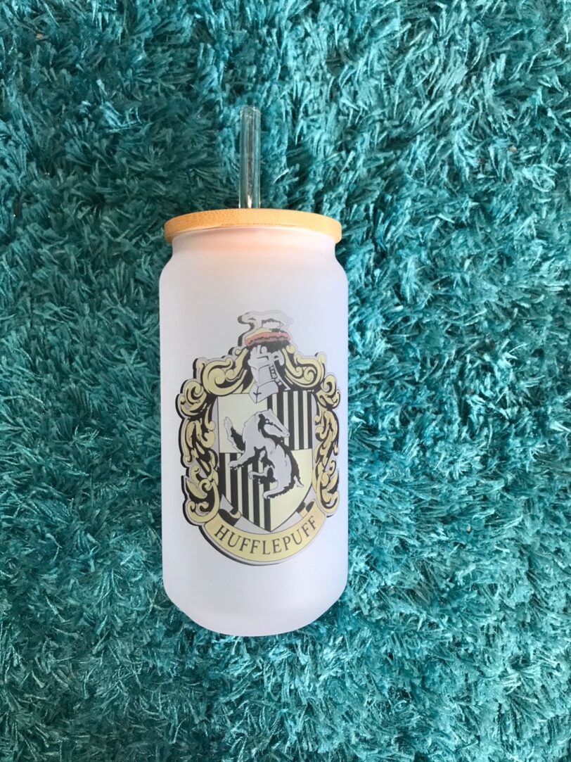 Hufflepuff Frosted Beer Can With Straw | Firefly Crafts and Creations