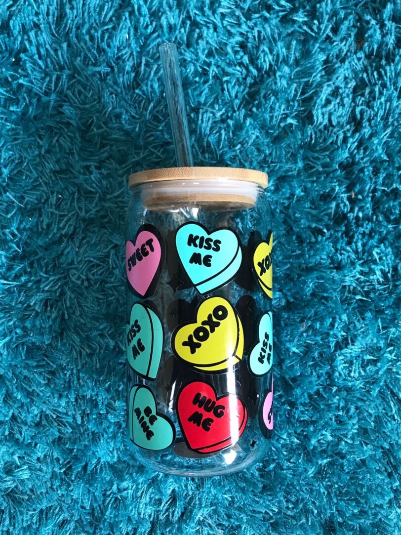 Heart Messages Glass Beer Can | Firefly Crafts and Creations