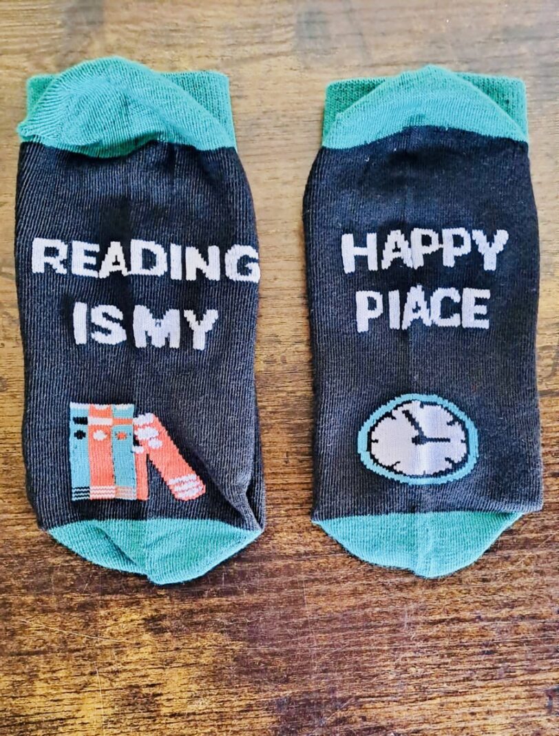 Reading Is My Happy Place - Bookish Socks (Green)