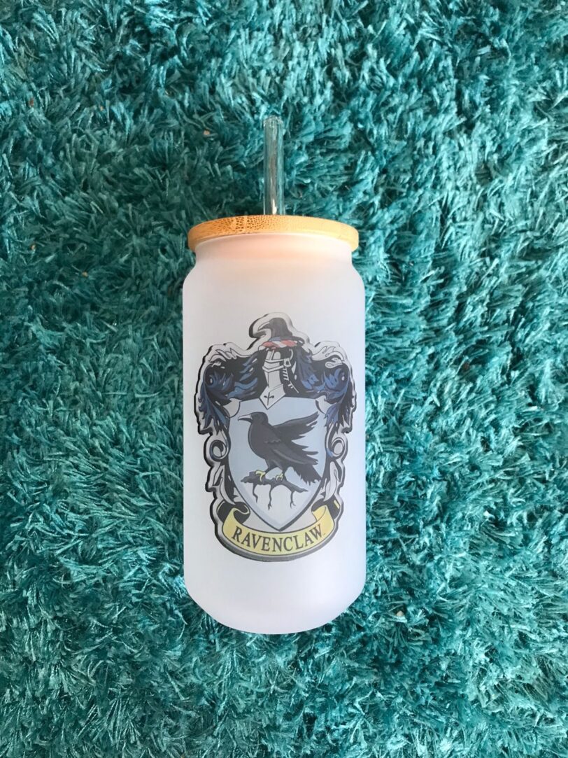 Ravenclaw Frosted Beer Can With Straw | Firefly Crafts and Creations