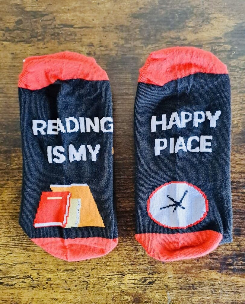 Reading Is My Happy Place - Bookish Socks (Red)